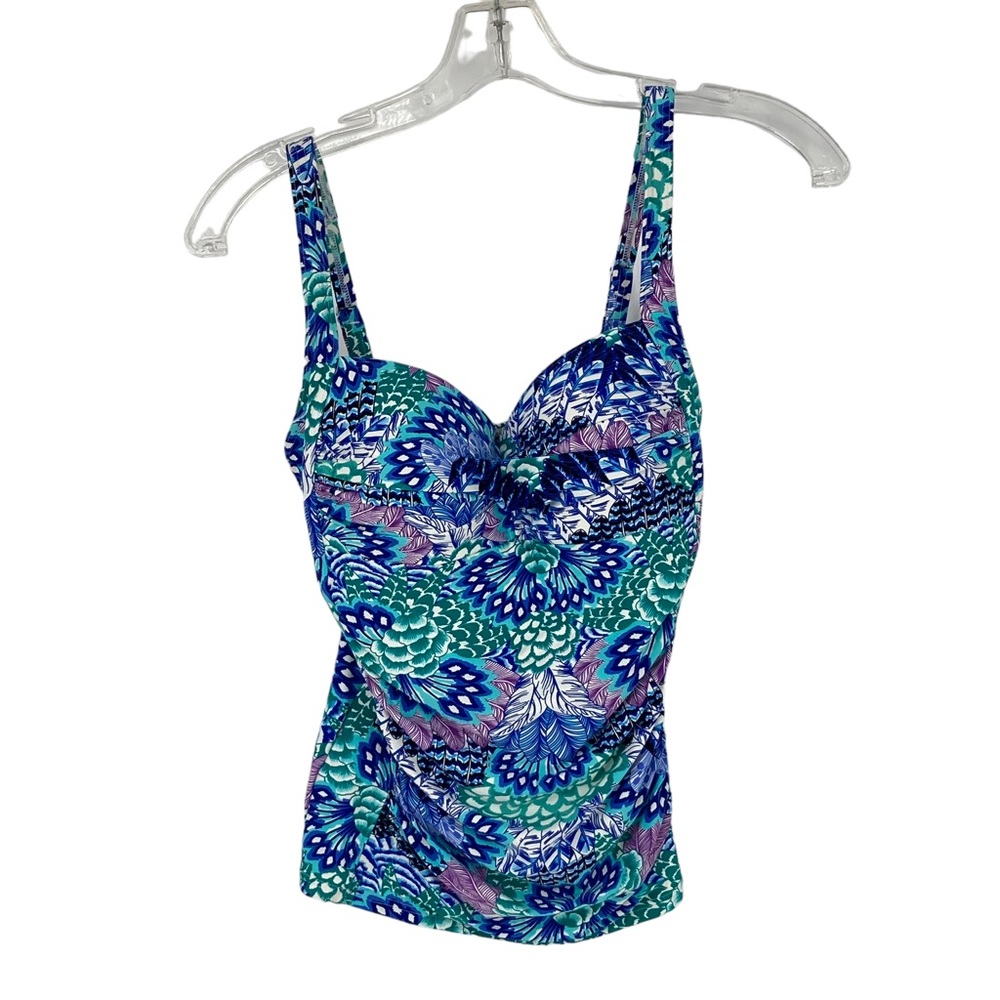 Women’s Bond-Eye Australia Size 8 Purple Green Black Printed Tankini Top